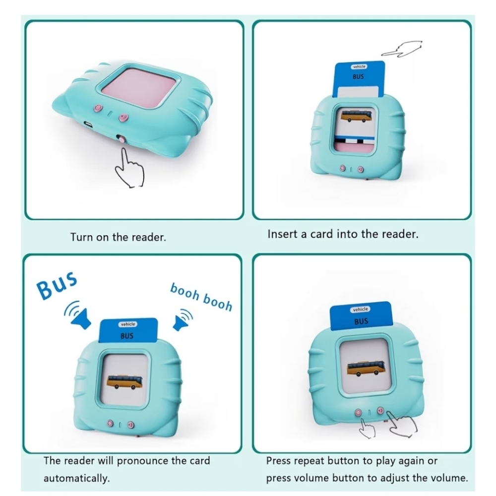 Interactive Pink Card Reader for Kids
